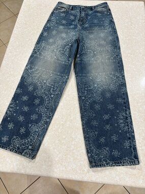 PacSun Dark Blue Paisley baggy Jeans